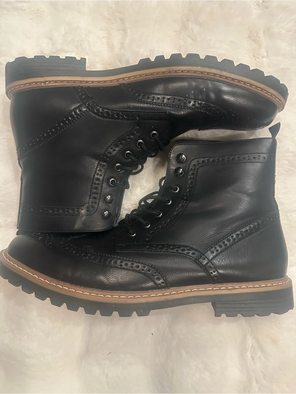 Club Room Black Leather Chukka Brogue Boots